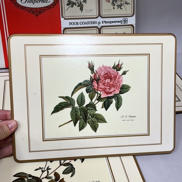 Pimpernel Traditional Acrylic Cork Back Placemats & Coasters English Rose Box - Picture 3 of 10